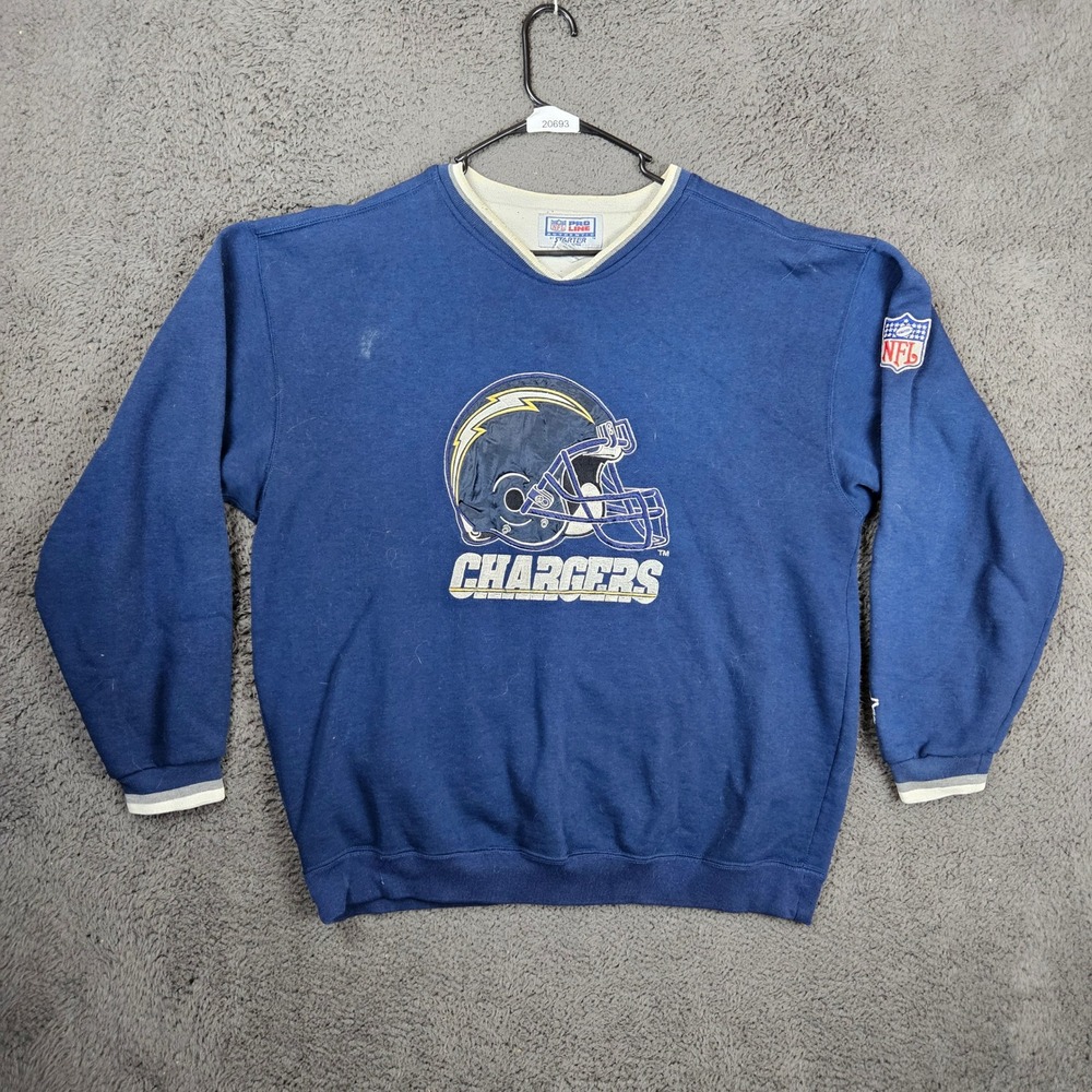 Vintage Starter NFL Pro Line San Diego Chargers V-Neck Sweatshirt Mens Large